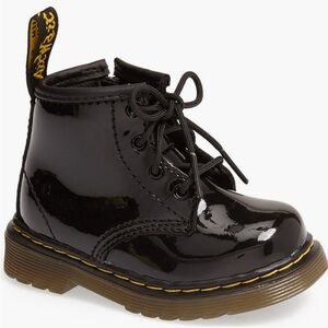 Dr. Martens Kids Black Patent Leather Boots